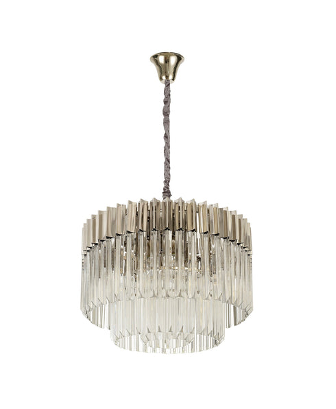 Kuna Brass/Clear Pendant Round 8 Light 60cm